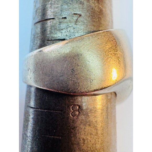 Estate Modernist Sterling Silver 925 Wave Dome Ring, Size 7.5, 6.9 Grams, Thaila - Picture 6 of 9